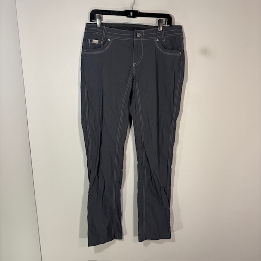 Kuhl Pants Womens 10 Gray Microfiber Straight Leg Zip Fly Pockets Stretch Travel
